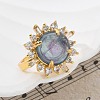 Sunflower Natural & Synthetic Gemstone Finger Rings RJEW-B113-03G-4