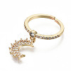 Brass Micro Pave Clear Cubic Zirconia Cuff Rings RJEW-S045-009G-NR-2