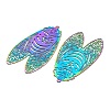 Ion Plating(IP) 201 Stainless Steel Etched Metal Embellishments Big Pendants STAS-G328-04RC-2