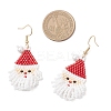 Glass Seed Beads Santa Claus Dangle Earrings EJEW-MZ00508-4