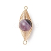 Natural Banded Agate(Dyed & Heated) Horse Eye Links Connector Charms PALLOY-JF04949-2
