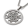 Crystal Rhinestone Flat Round with Hexgon Pendant Necklace with 304 Stainless Steel Box Chains NJEW-K253-11P-3