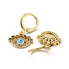Evil Eye Real 18K Gold Plated Brass Dangle Leverback Earrings EJEW-A033-06G-04-2