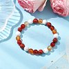 8.5mm Round Natural Carnelian & Howlite & Carnelian & Red Jasper Bead Stretch Bracelets for Women BJEW-JB10944-01-4