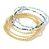 5Pcs 5 Styles Round Brass & Column Glass Seed Beads Stretch Bracelets YH8018-2-2