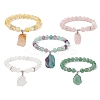 Natural Mixed Gemstone & Synthetic Hematite Beaded Stretch Bracelet BJEW-JB09760-1