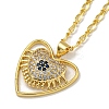 Brass Pave Clear & Blue Cubic Zirconia Peach Heart Pendant Necklaces for Women LS-NJEW-Q346-04G-01-1