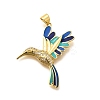 Rack Plating Brass Micro Pave Cubic Zirconia Enamel Pendants X-KK-L226-002G-02-1