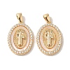 Rack Plating Brass Cubic Zirconia Shell Pendants KK-S368-11G-1