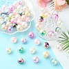 50Pcs UV Plating Opaque Rainbow Iridescent Acrylic Beads SACR-CJ0001-42-6