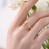 Clear Cubic Zirconia Heart Moon Cuff Ring RJEW-Q814-08G-2