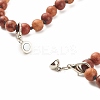 Round Wood & Mixed Gemstone Beaded Double Layer Necklace with Brass Magnetic Claslp NJEW-JN03857-6