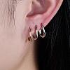 Anti-Tarnish Rhodium Plated 925 Sterling Silver Hoop Earrings AM6700-2-3