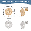4 Pairs 2 Colors 304 Stainless Steel Stud Earring Findings STAS-UN0038-06-3