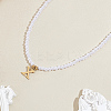Imitation Pearl with Stainless Steel Pendants Necklaces NJEW-LP0001-51X-G-3