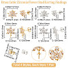 Beebeecraft 4 Pairs 4 Style Brass Cubic Zirconia Flower Stud Earring Findings EJEW-BBC0001-15-2