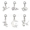60Pcs 6 Styles Cat Alloy Pendant Decorations HJEW-GO00223-1