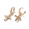 Brass Micro Pave Cubic Zirconia Dangle Hoop Earrings for Women EJEW-M238-14KCG-2