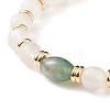 Natural Moss Agate Oval & White Agate Beaded Stretch Bracelet BJEW-JB08696-4