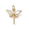 Brass Micro Pave Clear Cubic Zirconia Pendants CU-L001-09G-03-1