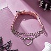 2Pcs Alloy Heart Link PU Leather Punk Choker Necklaces for Women NJEW-UN0001-70B-2