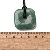 Natural Green Aventurine Square Pendants Black PU Leather Cord Necklaces NJEW-K285-01B-5