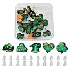 20Pcs 5 Style Saint Patrick's Day Green Wood Stud Earrings EJEW-FS0001-11-1