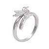 Brass Micro Pave Cubic Zirconia Bird Open Cuff Rings Set for Women RJEW-U002-11P-4