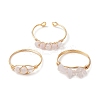 3Pcs Natural Rose Quartz Bead Finger Ring RJEW-JR00855-03-5