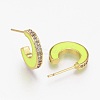 Brass Micro Pave Clear Cubic Zirconia Half Hoop Earrings EJEW-L231-64D-2