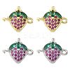 4Pcs 2 Colors Brass Pave Cubic Zirconia Fruit Connector Charms KK-FS0001-73B-1