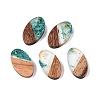 Transparent Resin and Walnut Wood Pendants RESI-T057-03I-1
