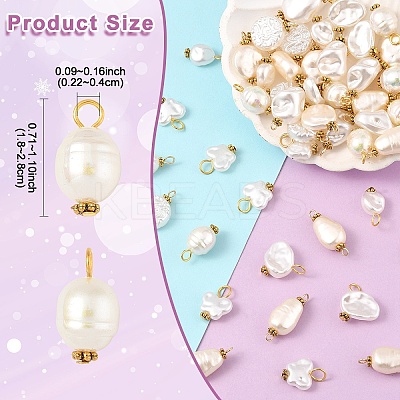 80Pcs 8 Styles ABS Plastic Imitation Pearl Pendants & Connector Charms PALLOY-YW00068-1