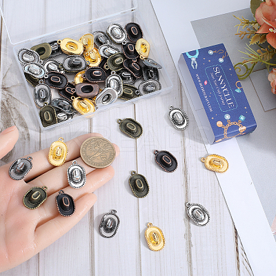 60Pcs 5 Colors Tibetan Style Alloy Hat Pendants FIND-SC0010-86-1