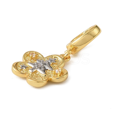 Christmas Brass Rhinestone Flower Pendant Decorations KK-H498-01G-10-1