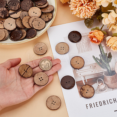 60Pcs 2 Styles Coconut Buttons BUTT-HY0001-22B-1