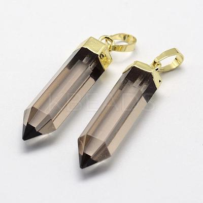 Natural Smoky Quartz Pointed Pendants G-G720-11-1
