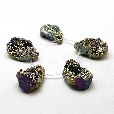 Electroplated Natural Druzy Agate Beads Strands G-N0259-01-1