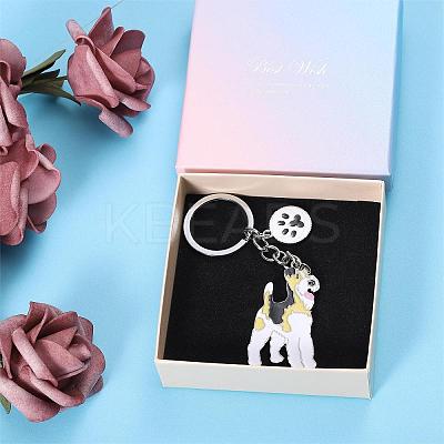 WEWAYSMILE Dog Keychain Car Keychain Pet Pendant Key-Ring Lovely Dog Key-ring Portable Metal Keychain Gift for Pet Lover Birthday Puppy Theme Party Supplies (Terrier) JX803A-1