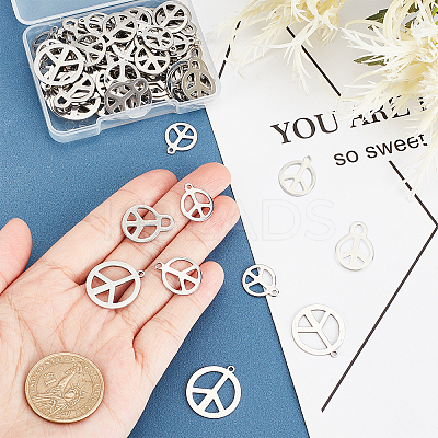 80Pcs 4 Style 201 Stainless Steel Pendants STAS-AR0001-31-1