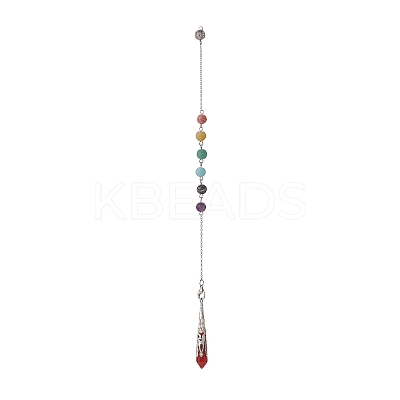 Mixed Natural Gemstone Pointed Dowsing Pendulums PALLOY-JF01986-1