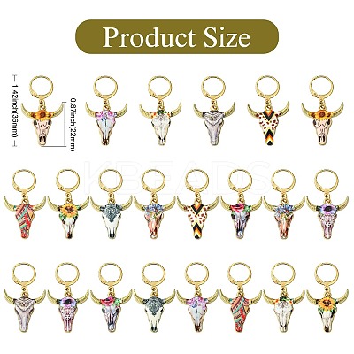 Cattle Alloy Enamel Pendant Locking Stitch Markers HJEW-CJ00032-1