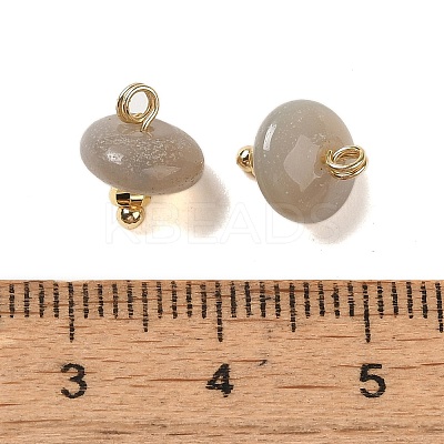 Natural Grey Agate Rondelle Charms with Rack Plating Brass Loops G-G110-05B-13-1
