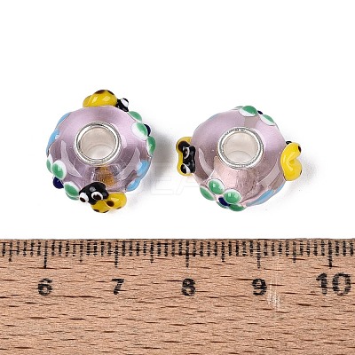 3D Lampwork & Brass Core European Beads LAMP-Q042-01C-1