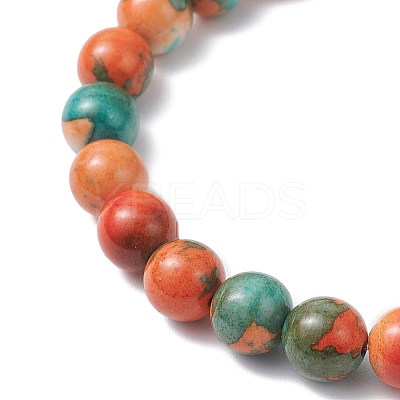 3Pcs 3 Colors Dyed Synthetic Ocean White Jade & Turquoise Beaded Stretch Bracelets for Men Women BJEW-JB12372-1