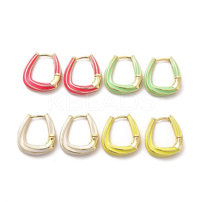 Enamel Teardrop Hoop Earrings EJEW-C054-03G-1