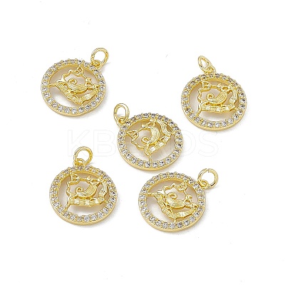 Real 18K Gold Plated Brass Micro Pave Clear Cubic Zirconia Pendants KK-E068-VB409-11-1