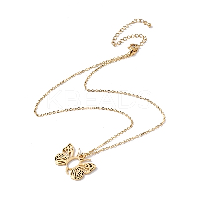 Initial Letter with Butterfly Pendant Necklace NJEW-C026-01G-Q-1