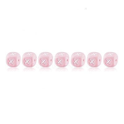 20Pcs Pink Cube Letter Silicone Beads 12x12x12mm Square Dice Alphabet Beads with 2mm Hole Spacer Loose Letter Beads for Bracelet Necklace Jewelry Making JX435X-1