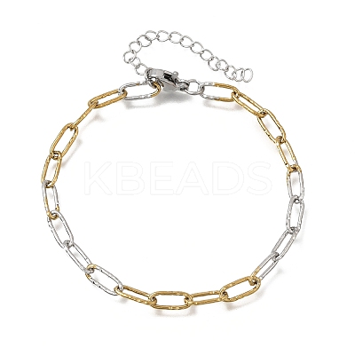 4MM Two Tone 304 Stainless Steel Textured Paperclip Chain Bracelets for Man and Women SA-CBAB767-13GP-1